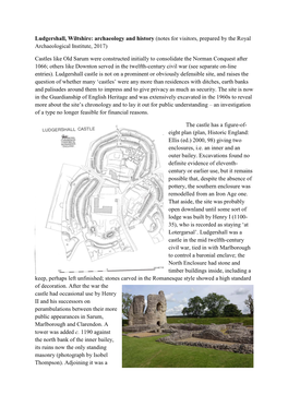 Ludgershall, Wiltshire: Archaeology and History (Notes for Visitors, Prepared by the Royal Archaeological Institute, 2017) Castl