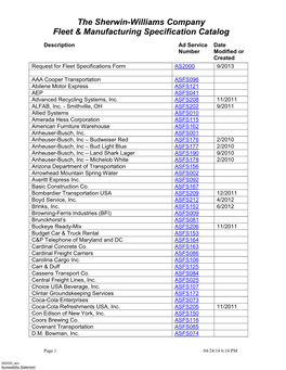 Fleet Manufacturing Specification Catalog