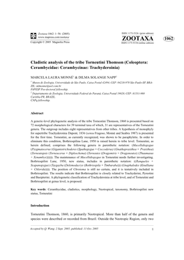 Zootaxa, Cladistics of Torneutini