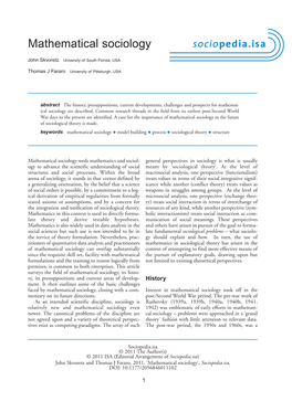 Mathematical Sociology