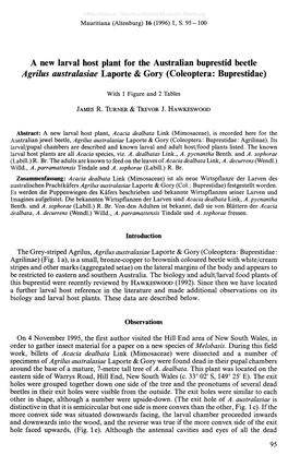 A New Larval Host Plant for the Australian Buprestid Beetle Agrilus Australasiae Laporte & Gory (Coleóptera: Buprestidae)