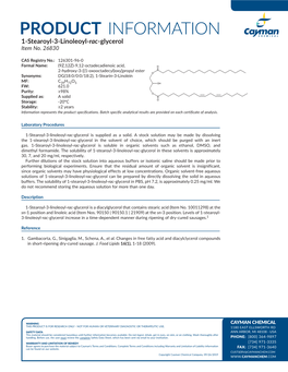 PRODUCT INFORMATION 1-Stearoyl-3-Linoleoyl-Rac-Glycerol Item No