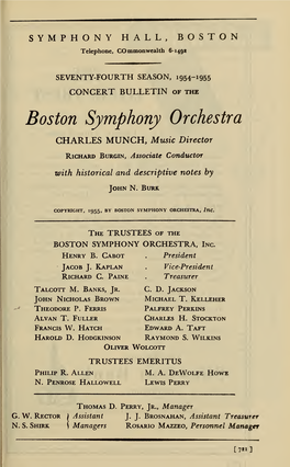 Boston Symphony Orchestra Concert Programs, Season 74, 1954-1955