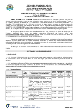 Estado Do Rio Grande Do Sul Município De Arroio Do Tigre Secretaria Da