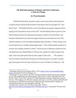 1 the Reid Interrogation Technique and False Confessions