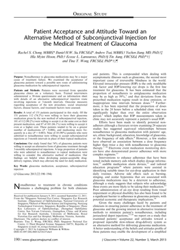 Patient Acceptance and Attitude Toward an Alternative Method of Subconjunctival Injection for the Medical Treatment of Glaucoma