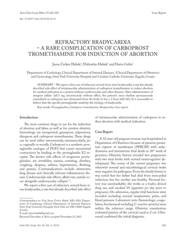 Refractory Bradycardia – a Rare Complication of Carboprost Tromethamine for Induction of Abortion