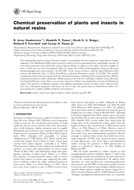 Chemical Preservation of Plants and Insects in Natural Resins