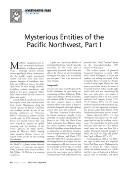 Mysterious Entities of the Pacific Northwest, Part I