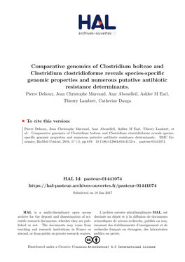 Clostridium Clostridioforme Reveals Species-Specific Genomic Properties and Numerous Putative Antibiotic Resistance Determinants