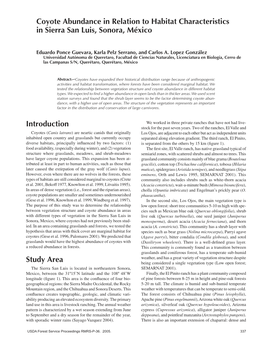 Coyote Abundance in Relation to Habitat Characteristics in Sierra San Luis, Sonora, México