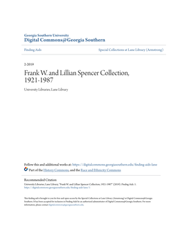 Frank W. and Lillian Spencer Collection, 1921-1987 University Libraries, Lane Library