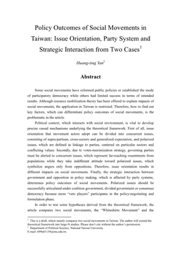 Issue Orientation, Party System and Strategic Interaction from Two Cases1