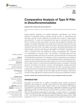 Comparative Analysis of Type IV Pilin in Desulfuromonadales