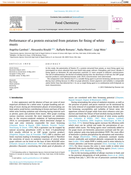 Performance of a Protein Extracted from Potatoes for Fining of White Musts