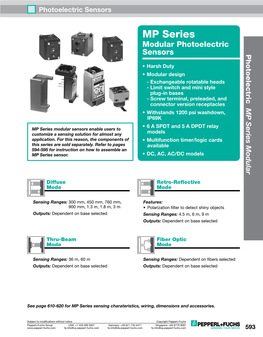 MP Series Modular Photoelectric Sensors