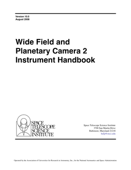 Wide Field and Planetary Camera 2 Instrument Handbook