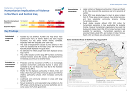 Humanitarian Implications of Violence in Northern and Central Iraq