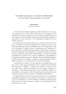 10. "Sectores Sociales Y Ocupación Territorial En Las Cinco Villas (Siglos XI Al XIII)"
