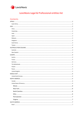 Lexisnexis Legal & Professional Entities List