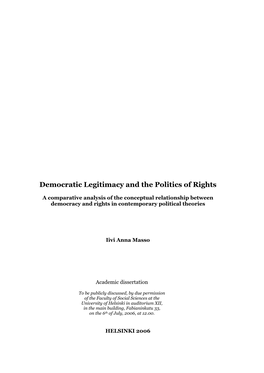 Democratic Legitimacy and the Politics of Rights