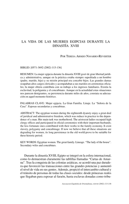 La Vida De Las Mujeres Egipcias Durante La XVIII Dinastía