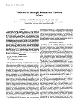 Variations in Intralipid Tolerance in Newborn Infants