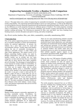 Engineering Sustainable Textiles: a Bamboo Textile Comparison