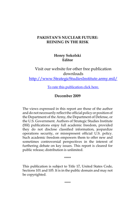 Pakistan's Nuclear Future