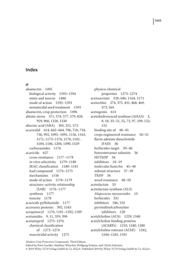 Abamectin 1495 Biological Activity 1593–1594 Mites and Insects 1488 Mode of Action 1592–1593 Nematicidal Seed Treatment 1593