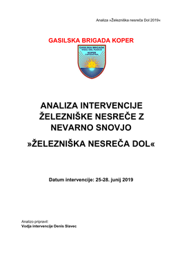 Analiza Intervencije Železniške Nesreče Z Nevarno Snovjo