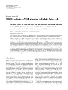 Research Article ERK5 Contributes to VEGF Alteration in Diabetic Retinopathy