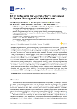 Erbb4 Is Required for Cerebellar Development and Malignant Phenotype of Medulloblastoma