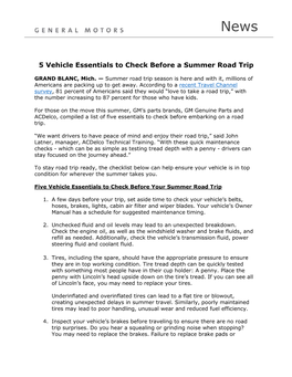 5 Vehicle Essentials to Check Before a Summer Road Trip