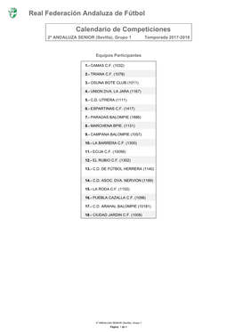 Calendario De Competiciones Real Federación Andaluza De Fútbol