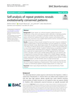 Self-Analysis of Repeat Proteins Reveals Evolutionarily Conserved