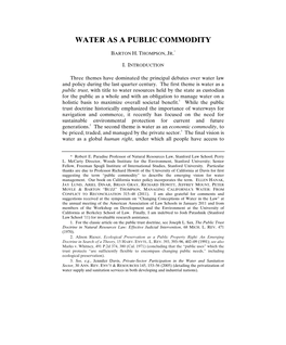 Water As a Public Commodity