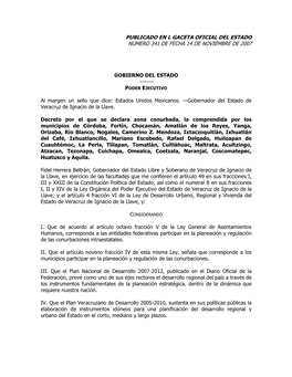 Publicado En L Gaceta Oficial Del Estado Número 341 De Fecha 14 De Noviembre De 2007