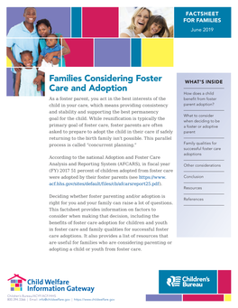 Families Considering Foster Care and Adoption