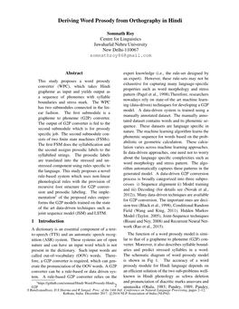 Deriving Word Prosody from Orthography in Hindi