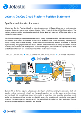 Jelastic Position Statement