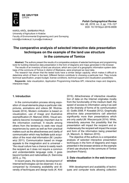 The Comparative Analysis of Selected Interactive Data Presentation Techniques on the Example of the Land Use Structure in the Commune of Tomice
