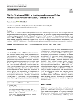 PGC-1Α, Sirtuins and Parps in Huntington's Disease and Other