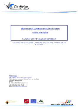 International Summary Evaluation Report on the Via Alpina Summer
