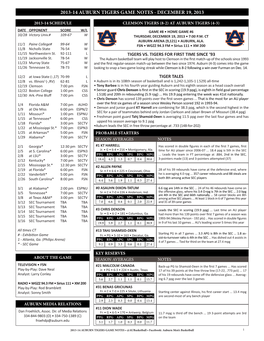 2013-14 Auburn Tigers Game Notes - December 19, 2013