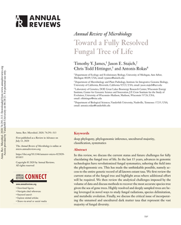 Toward a Fully Resolved Fungal Tree of Life