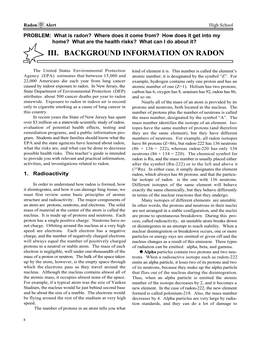 Iii. Background Information on Radon