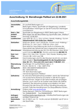 Ausschreibung 18. Werraenergie Pleßlauf Am 22.08.2021