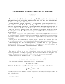 The Exterior Derivative Via Stokes's Theorem