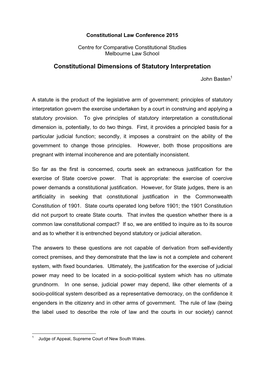 Constitutional Dimension of Statutory Interpretation